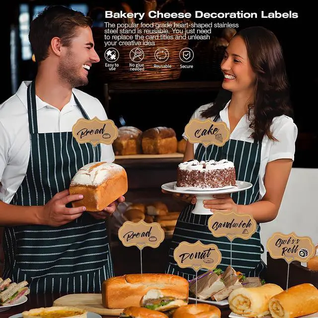 Alt view image 4 of 7 - Cheese Markers for Charcuterie Board Appetizer Signs for Party Toothpick Flags Buffet Labels Food Tags Blank with Heart-Shaped Steel Picks for Birthday Wedding Decor (Brown 40PCS)