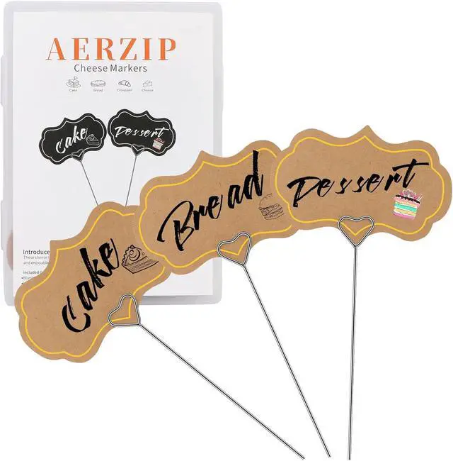 Alt view image 6 of 7 - Cheese Markers for Charcuterie Board Appetizer Signs for Party Toothpick Flags Buffet Labels Food Tags Blank with Heart-Shaped Steel Picks for Birthday Wedding Decor (Brown 40PCS)