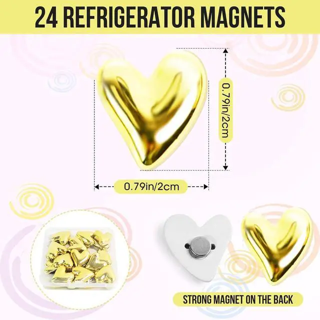 Alt view image 2 of 7 - 24pcs Cute Fridge Magnets - Heart Decorative Magnets | for Refrigerator, Whiteboard, Cabinet & Locker - Decorative Magnets for Classroom, Kitchen & Office and Home Adults