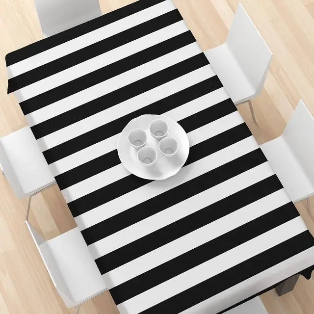 Alt view image 7 of 7 - peony man 2 Pieces Black and White Striped Tablecloth Plastic Stripe Table Cover Waterproof Rectangle Tablecloth for Holiday Party Picnic Decoration