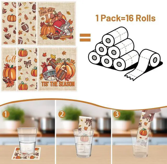 Alt view image 3 of 6 - Fall Swedish Dishcloths for Kitchen, 6PCS Thanksgiving Football Swedish Dish Cloths Gift Set, Reusable Washable Absorbent Decorative Pumpkins Maple Dish Towel for Home Cleaning