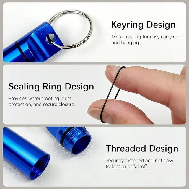 Alt view image 3 of 7 - 4PCS Metal Portable Toothpick Holder Box Waterproof Pocket Container with Keychain for Travel, Camping, and Outdoor Use