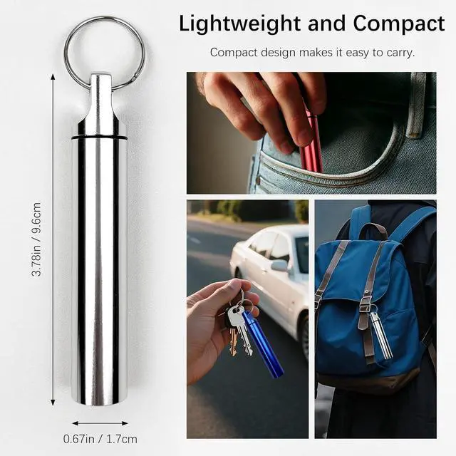 Alt view image 4 of 7 - 4PCS Metal Portable Toothpick Holder Box Waterproof Pocket Container with Keychain for Travel, Camping, and Outdoor Use