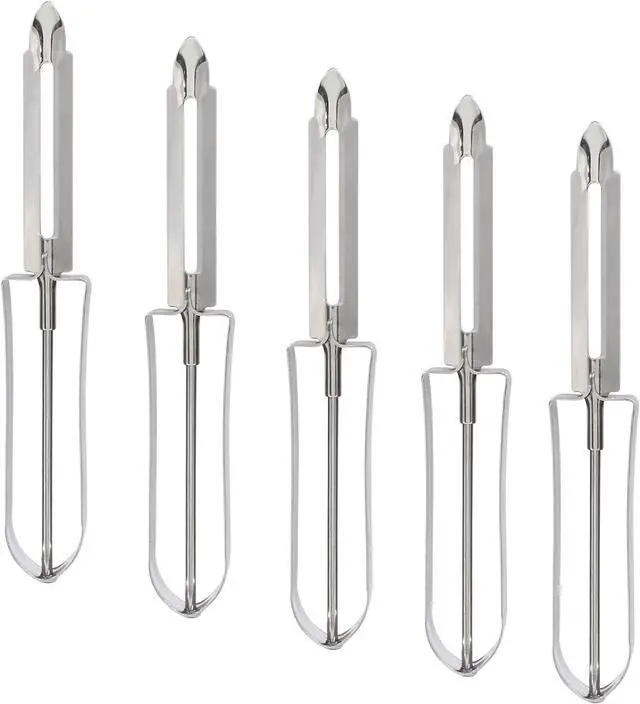 Main image of 5 Pcs Stainless Steel Kitchen Vegetable Peeler | Rotary Peelers for Carrots, Potatoes, and Fruits, Ergonomic Handle, Dishwasher Safe