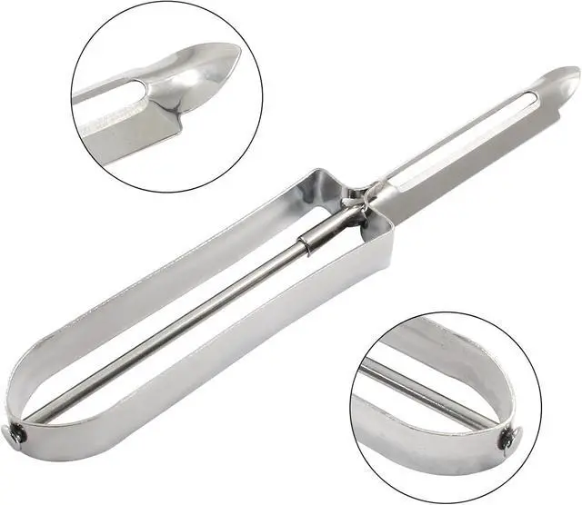 Alt view image 3 of 5 - 5 Pcs Stainless Steel Kitchen Vegetable Peeler | Rotary Peelers for Carrots, Potatoes, and Fruits, Ergonomic Handle, Dishwasher Safe