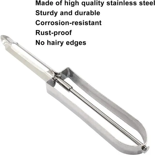 Alt view image 4 of 5 - 5 Pcs Stainless Steel Kitchen Vegetable Peeler | Rotary Peelers for Carrots, Potatoes, and Fruits, Ergonomic Handle, Dishwasher Safe