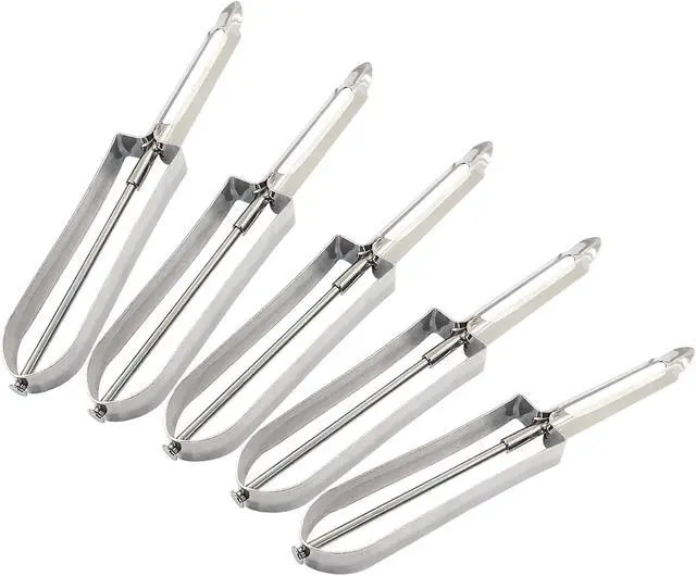 Alt view image 5 of 5 - 5 Pcs Stainless Steel Kitchen Vegetable Peeler | Rotary Peelers for Carrots, Potatoes, and Fruits, Ergonomic Handle, Dishwasher Safe