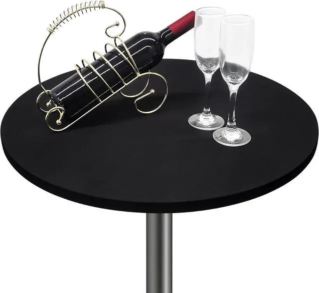 Main image of Small Round Fitted Table Cover Elastic Tablecloth, Black 24 in | Cocktail Table Topper Cap, Stretch Spandex Patio Table Covers Washable for Bar, Pub, Bistro, Indoor, Outdoor, Party, Camping