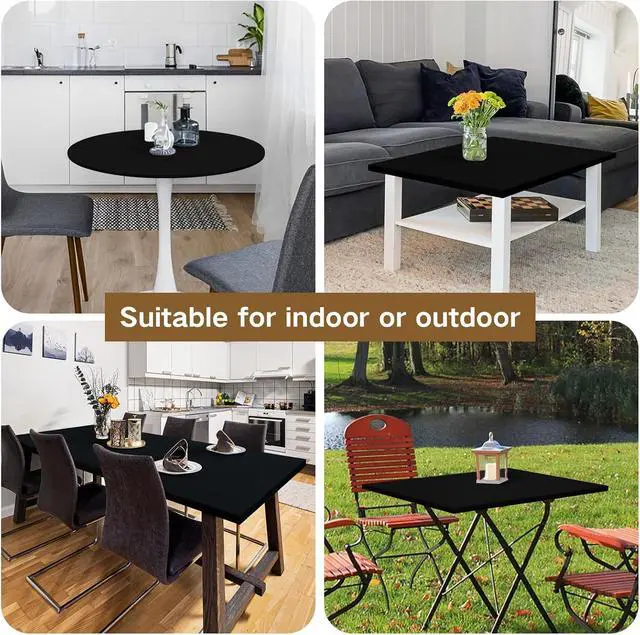 Alt view image 7 of 7 - Small Round Fitted Table Cover Elastic Tablecloth, Black 24 in | Cocktail Table Topper Cap, Stretch Spandex Patio Table Covers Washable for Bar, Pub, Bistro, Indoor, Outdoor, Party, Camping