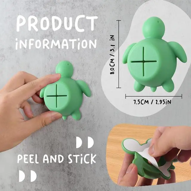 Alt view image 2 of 7 - Sea Turtle Self Adhesive Silicone Towel Hook for Bathroom Kitchen Shower, Animal Wall Mount Holder for Tea Towels Washcloths Dishcloths Loofah, No Drilling Decorative Towel Hanger YGA