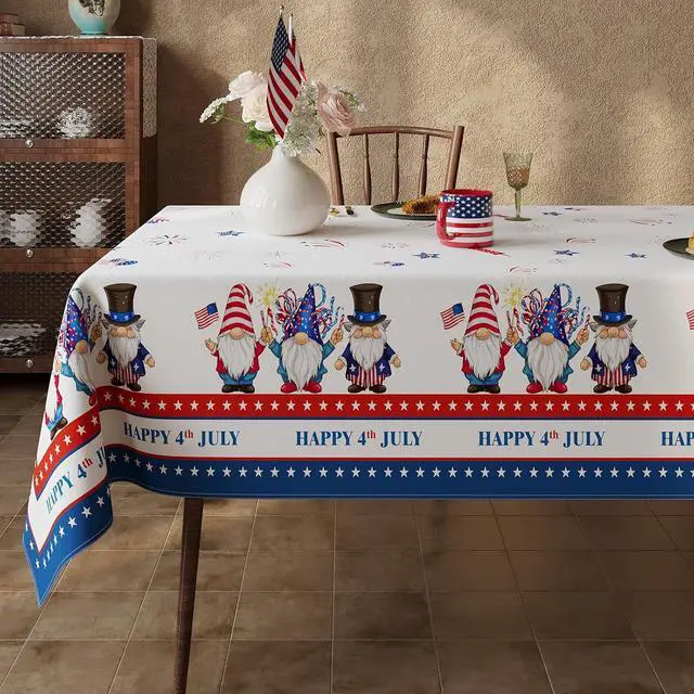 Main image of Esmorah 4th of July Tablecloth 60x84 Inch, Red White and Blue Independence Day Star Rectangular Table Cloth, American Memorial Day Patriotic Rectangle Washable Table Covers for Party Decorations