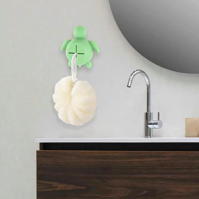 Alt view image 5 of 7 - Sea Turtle Self Adhesive Silicone Towel Hook for Bathroom Kitchen Shower, Animal Wall Mount Holder for Tea Towels Washcloths Dishcloths Loofah, No Drilling Decorative Towel Hanger YGA