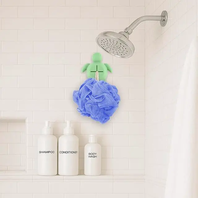 Alt view image 4 of 7 - Sea Turtle Self Adhesive Silicone Towel Hook for Bathroom Kitchen Shower, Animal Wall Mount Holder for Tea Towels Washcloths Dishcloths Loofah, No Drilling Decorative Towel Hanger YGA