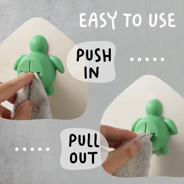 Alt view image 3 of 7 - Sea Turtle Self Adhesive Silicone Towel Hook for Bathroom Kitchen Shower, Animal Wall Mount Holder for Tea Towels Washcloths Dishcloths Loofah, No Drilling Decorative Towel Hanger YGA