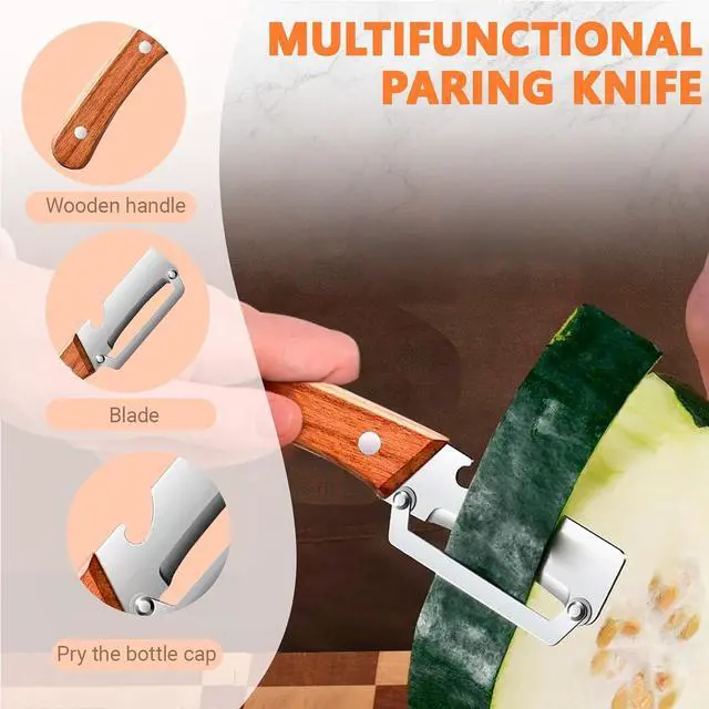 Alt view image 2 of 7 - 2-in-1 Vegetable Peeler with Bottle Opener, Multi-Functional Vegetable Peeler with Sharp Stainless Steel Blades, Suitable for Pumpkin, Papaya, Zucchini, Potato (1, Black Plastic)