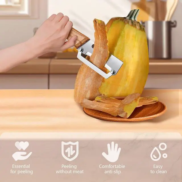 Alt view image 3 of 7 - 2-in-1 Vegetable Peeler with Bottle Opener, Multi-Functional Vegetable Peeler with Sharp Stainless Steel Blades, Suitable for Pumpkin, Papaya, Zucchini, Potato (1, Black Plastic)