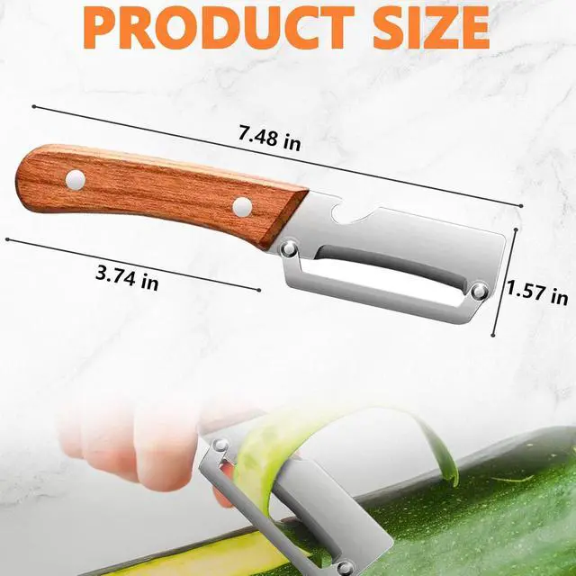 Alt view image 7 of 7 - 2-in-1 Vegetable Peeler with Bottle Opener, Multi-Functional Vegetable Peeler with Sharp Stainless Steel Blades, Suitable for Pumpkin, Papaya, Zucchini, Potato (1, Black Plastic)