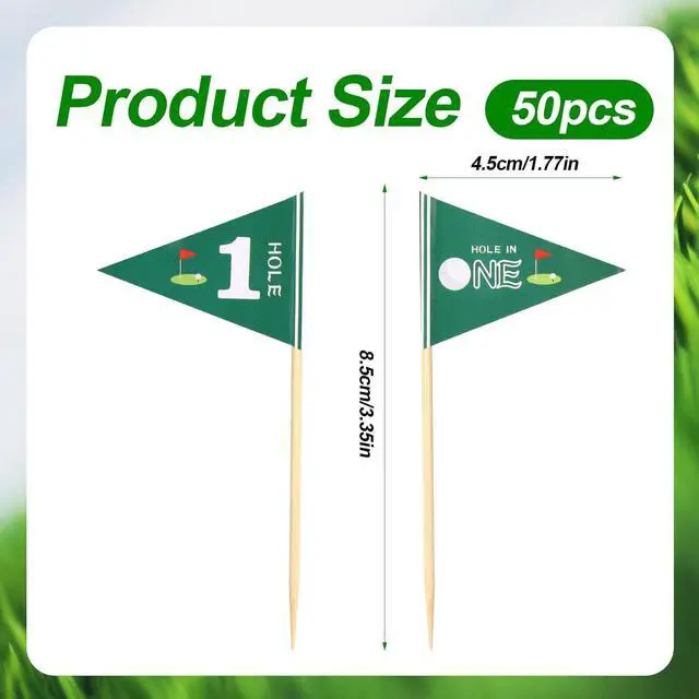 Alt view image 2 of 6 - 50pcs Golf Toothpick Flags, Mini Themed Cocktail Picks | Cupcake Toppers, Food Stick Flags for Baby 1st Birthday Party Celebration Bar Decorations (Style A)