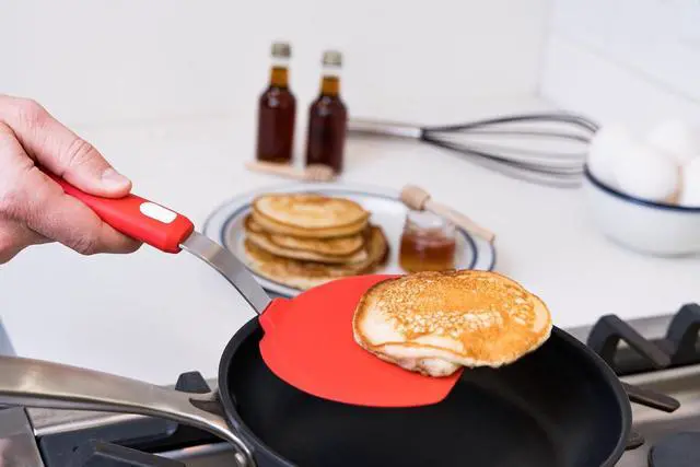 Alt view image 4 of 6 - Wide Silicone Pancake Spatula Large Heat-Resistant Turner for Cooking | Nonstick Safe | Stainless-Steel Reinforced Core & Easy-Grip Handle