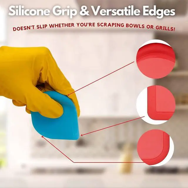 Alt view image 2 of 7 - SULLINS Pan Scraper, Pack Of 3 | Pan Scraper Tool | Pot Scraper | Dish Scraper | Dish Scraper Tool | Unique Silicone Grip Design - No Slipping Unlike Other Scrapers