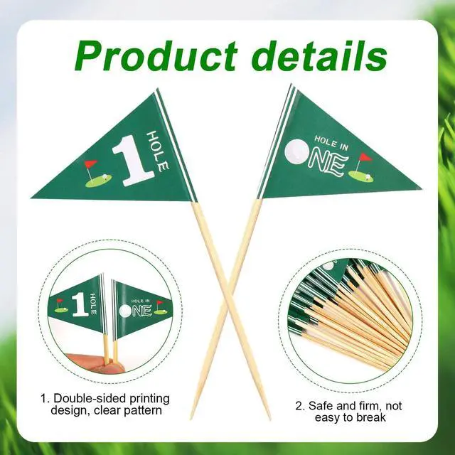 Alt view image 3 of 6 - 50pcs Golf Toothpick Flags, Mini Themed Cocktail Picks | Cupcake Toppers, Food Stick Flags for Baby 1st Birthday Party Celebration Bar Decorations (Style A)