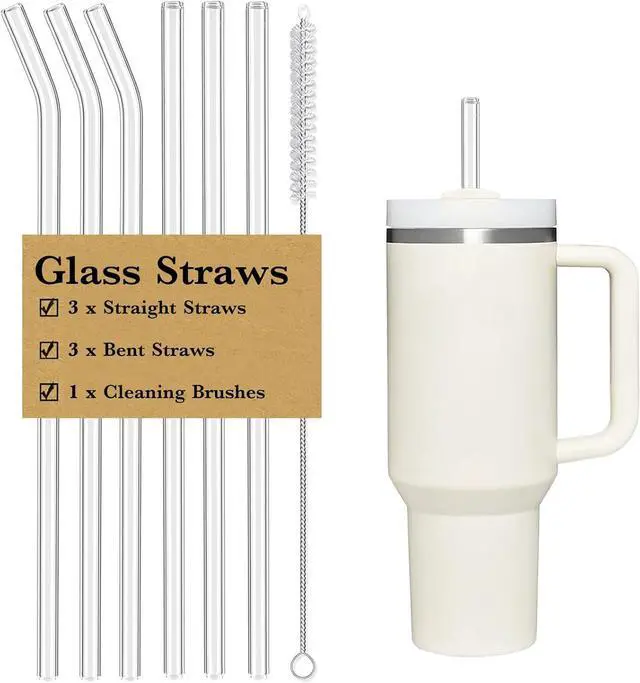 Main image of 12" Glass Straw for Stanley 40 oz Cup Tumbler, Replacement Stanley Straw, 6 Pack Clear Glass Straw with Cleaning Brush, Reusable Stanley Cup Accesspries
