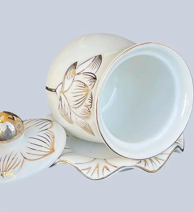 Alt view image 3 of 6 - Houlu Ceramic Altar Cup, Holy Water Offering Cup - White
