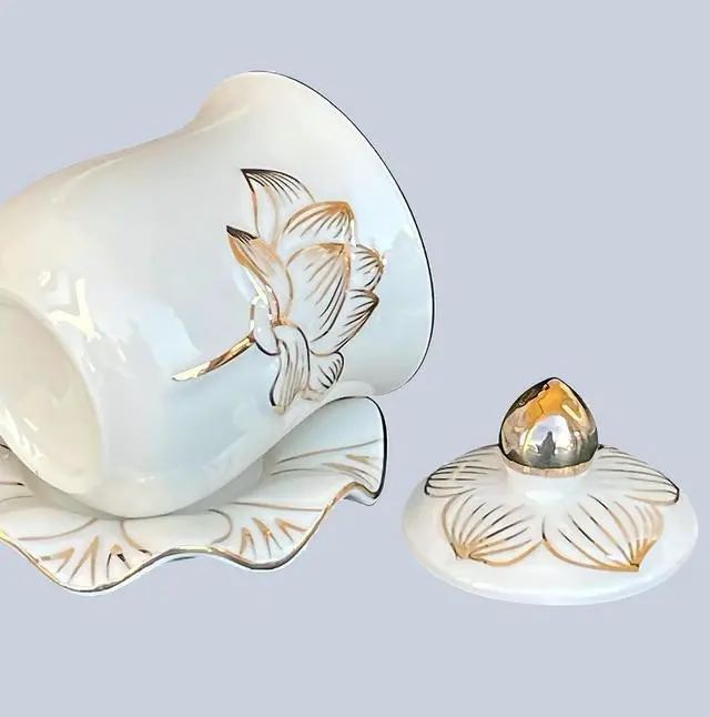 Alt view image 4 of 6 - Houlu Ceramic Altar Cup, Holy Water Offering Cup - White