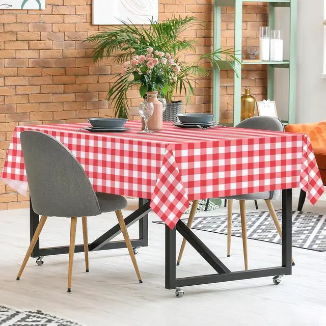 Alt view image 7 of 7 - Kopokita 2 Pack Red Gingham Tablecloth Disposable 54 x 108 Inch | Red and White Checkered Tablecloths Plastic Picnic Tablecovers for Birthday Party, Baby Shower, Back to School, Christmas