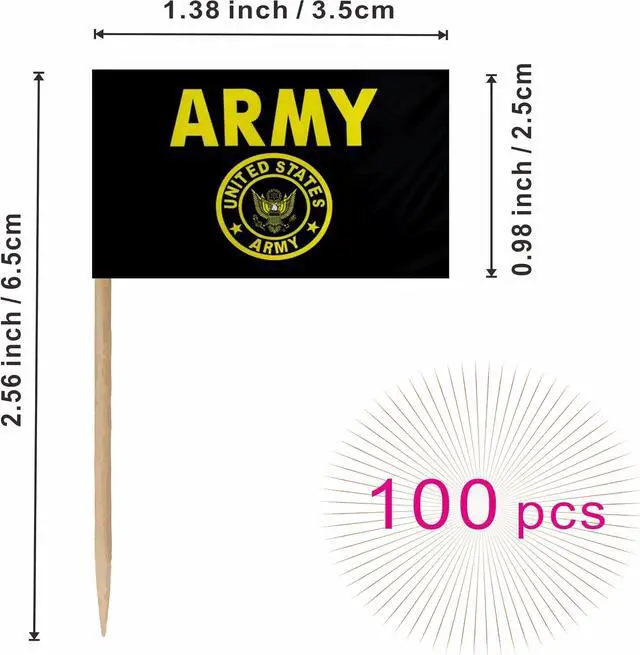 Alt view image 2 of 6 - US Military Toothpick Flag Set Army Armed Forces All Branche Small Mini Cocktail Fruit Cupcakes Toppers Food Stick Flags Decorations,100 Pack