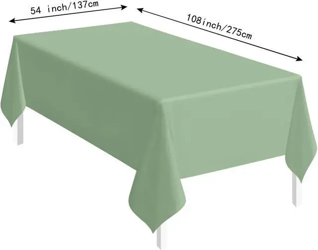 Alt view image 3 of 7 - SietDESEO 2 Pack Sage Green Plastic Tablecloth Rectangle 54 x 108 Disposable Light Green Table Cloth Plastic Waterproof Sage Table Cover for Birthday Wedding Baby Shower Party Decorations
