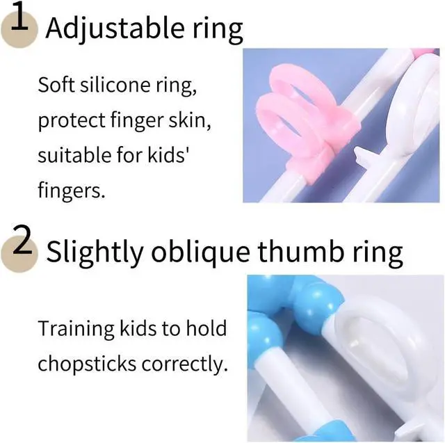 Alt view image 3 of 6 - 2 Pairs Kids Chopsticks - Cute Animal Cartoon Design, Plastic Training Chopsticks for Kids, Chopstick Helper/Trainer, by Bolonie