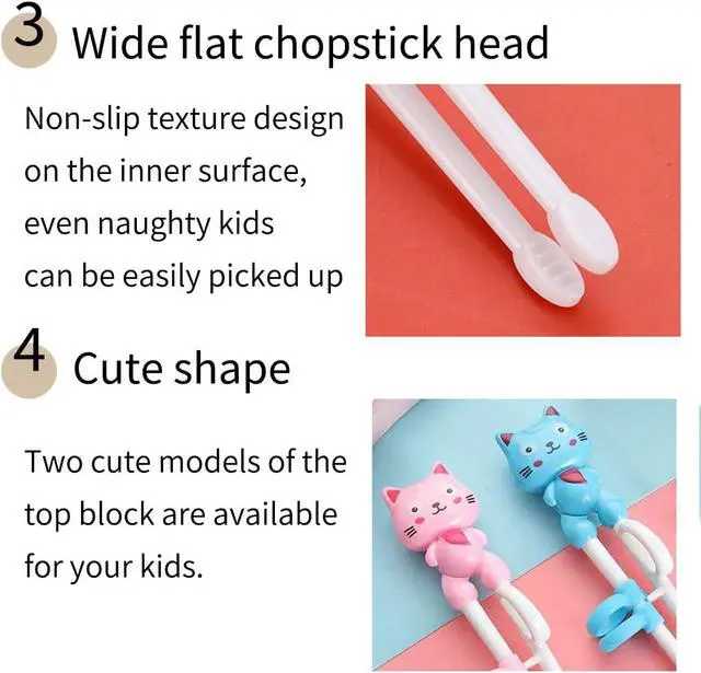 Alt view image 4 of 6 - 2 Pairs Kids Chopsticks - Cute Animal Cartoon Design, Plastic Training Chopsticks for Kids, Chopstick Helper/Trainer, by Bolonie