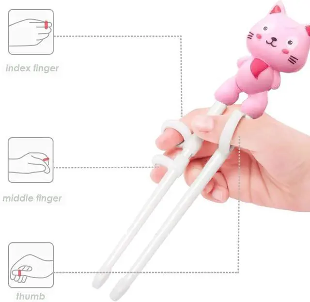 Alt view image 6 of 6 - 2 Pairs Kids Chopsticks - Cute Animal Cartoon Design, Plastic Training Chopsticks for Kids, Chopstick Helper/Trainer, by Bolonie