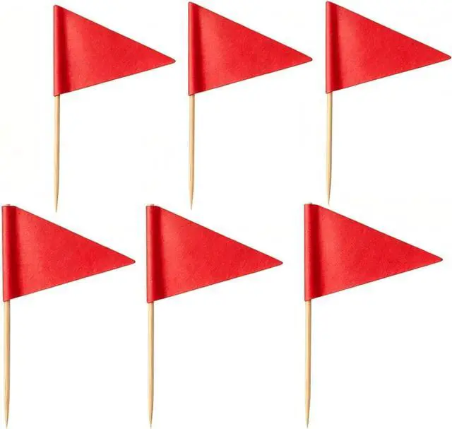 Main image of JAVD Solid Red Toothpick Flags Small Mini Plain Red Color Triangle Stick Cupcake Toppers Flags DIY Decoration (100 Pcs)