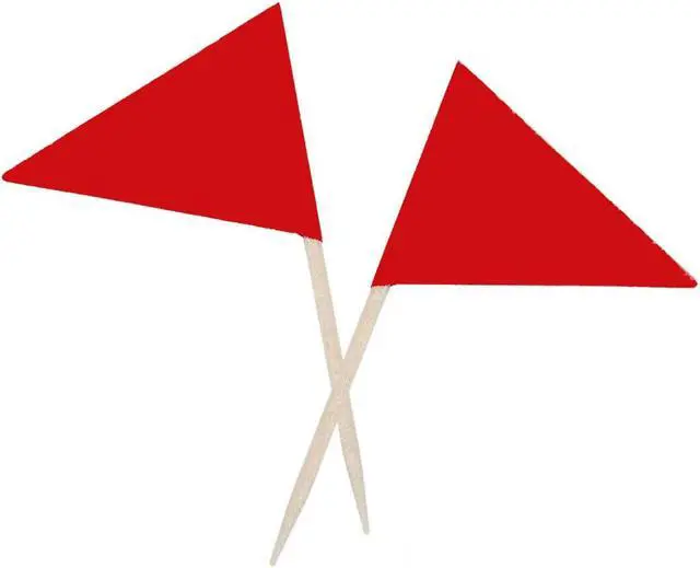 Alt view image 3 of 5 - JAVD Solid Red Toothpick Flags Small Mini Plain Red Color Triangle Stick Cupcake Toppers Flags DIY Decoration (100 Pcs)
