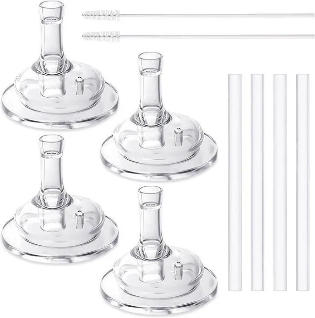 Main image of VANEST Replacement Straws Compatible with Grosmimi Stage2 (4 Packs) | with 2 Pack Straw Brushes, Soft Silicone, No Spill