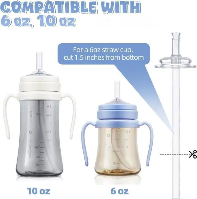 Alt view image 2 of 7 - VANEST Replacement Straws Compatible with Grosmimi Stage2 (4 Packs) | with 2 Pack Straw Brushes, Soft Silicone, No Spill