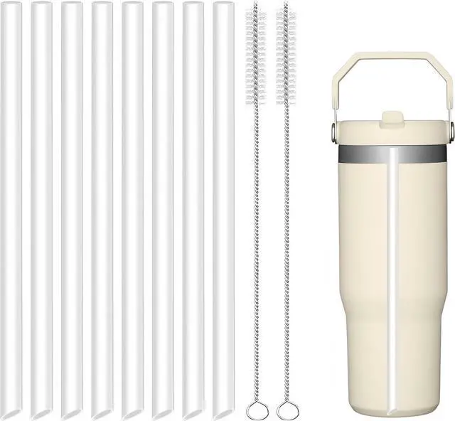 Main image of Joshey Replacement Straws for Stanley IceFlow Flip 30oz Tumbler Only | Compatible with Stanley IceFlow Flip Straw Lid, 8-Pack BPA-Free Reusable Plastic Replacement Straws with 2 Cleaning Brushes