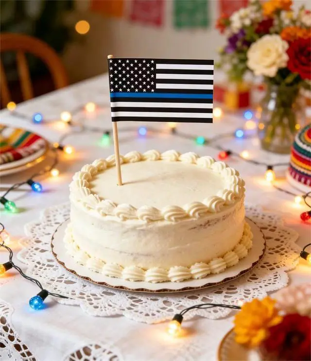 Alt view image 3 of 4 - 100 Pcs American Thin Blue Line Flag US Police Topper Flag, Small Mini United States Military Police Toothpick Flags On Stick,Decorations Supplies For Army Party Events Celebration
