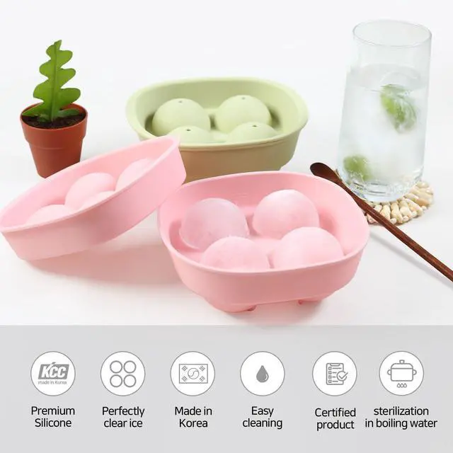 Alt view image 3 of 6 - K-Housetip Silicone Ice Cube Tray BPA Free, Flexible and Easy Release, Large Ice Molds for Whiskey, Cocktails, and Drinks (Green)