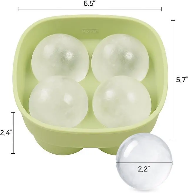 Alt view image 2 of 6 - K-Housetip Silicone Ice Cube Tray BPA Free, Flexible and Easy Release, Large Ice Molds for Whiskey, Cocktails, and Drinks (Green)