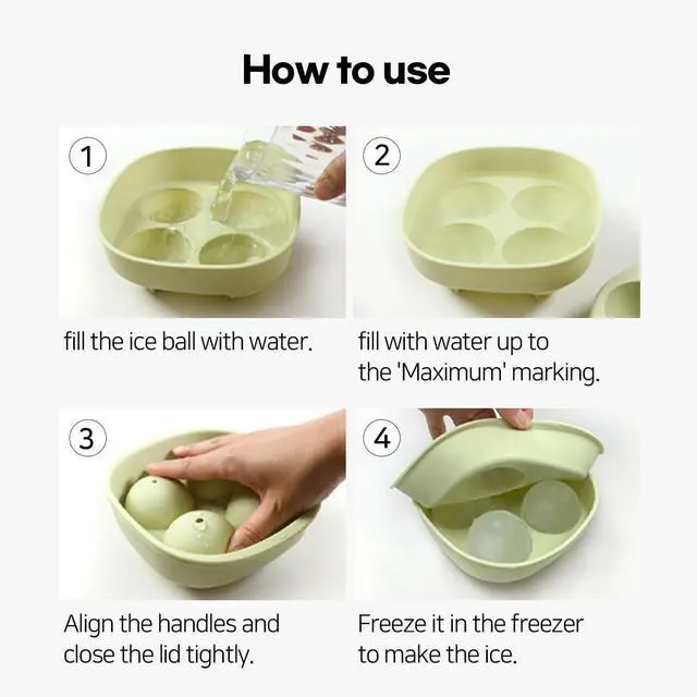 Alt view image 6 of 6 - K-Housetip Silicone Ice Cube Tray BPA Free, Flexible and Easy Release, Large Ice Molds for Whiskey, Cocktails, and Drinks (Green)
