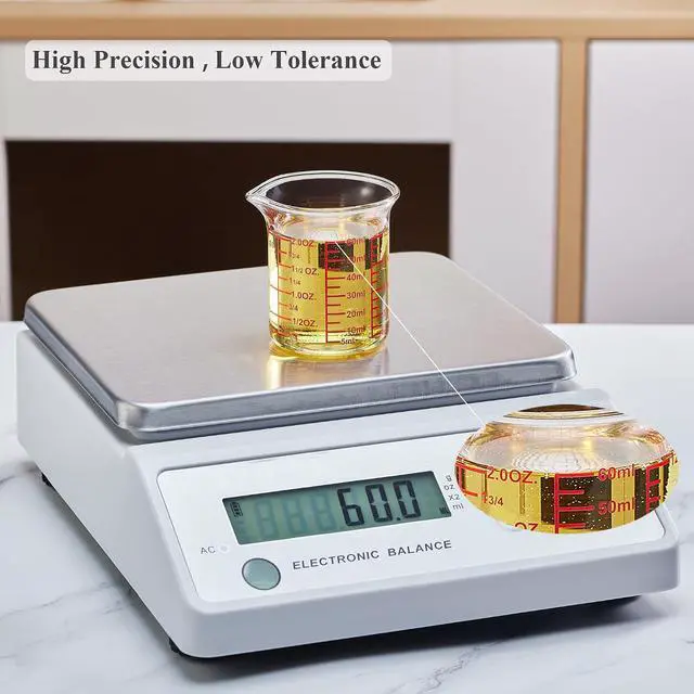 Alt view image 5 of 7 - Ackers BORO3.3 Mini Borosilicate Glass Measuring Cup Set, 4-Piece, 5-60 ml | Nesting beaker cups with red scales across ml, oz, tsp, tbsp and cup units, plus V-shaped spouts for kitchen and drink prep