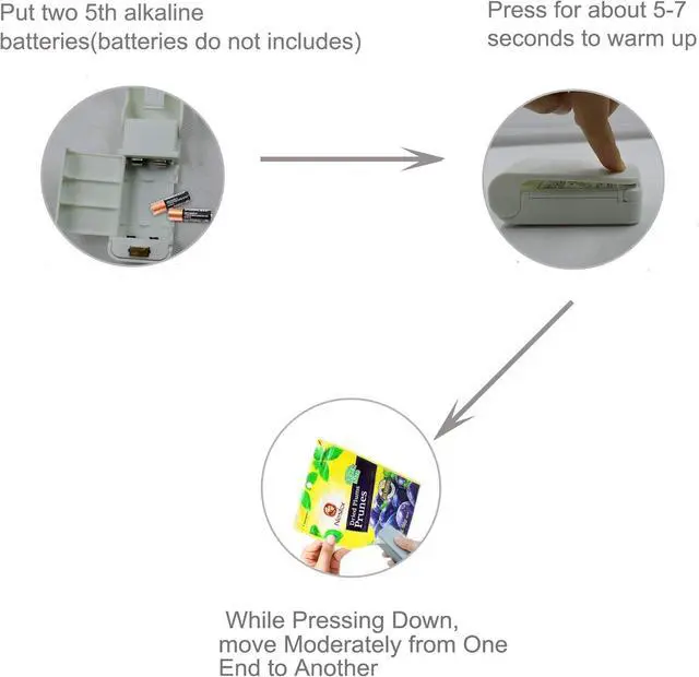 Alt view image 4 of 6 - LiXiongBao 2 Pack Mini Portable Handheld Heat Vacuum Bag Sealer Mini Sealing Machine Handheld Bag Resealer Sealer Mini Food Sealer for Plastic Bags Snack Bags(White)