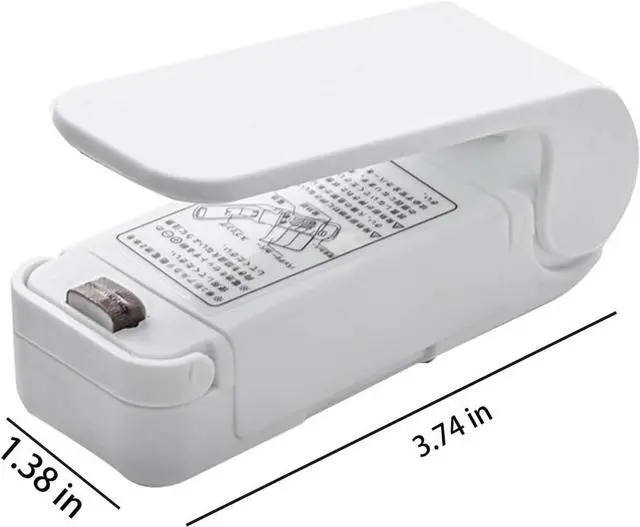 Alt view image 2 of 6 - LiXiongBao 2 Pack Mini Portable Handheld Heat Vacuum Bag Sealer Mini Sealing Machine Handheld Bag Resealer Sealer Mini Food Sealer for Plastic Bags Snack Bags(White)