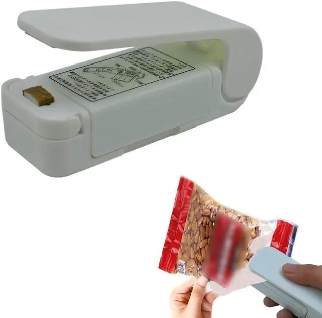 Alt view image 5 of 6 - LiXiongBao 2 Pack Mini Portable Handheld Heat Vacuum Bag Sealer Mini Sealing Machine Handheld Bag Resealer Sealer Mini Food Sealer for Plastic Bags Snack Bags(White)