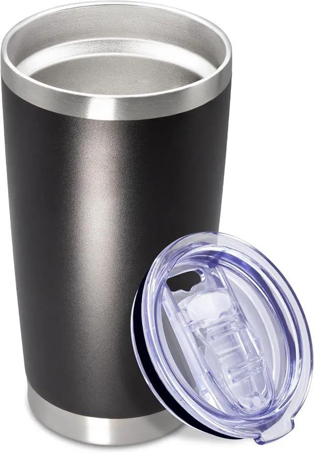 Main image of 20oz Tumbler Insulated Coffee Tumblers with Lid Stainless Steel Black 1P | 20 oz Tumblers Double Wall Insulated Vacuum 20oz Coffee Mug Leak Proof Tumblers with Lid Powder Coated - Black 1 Pack