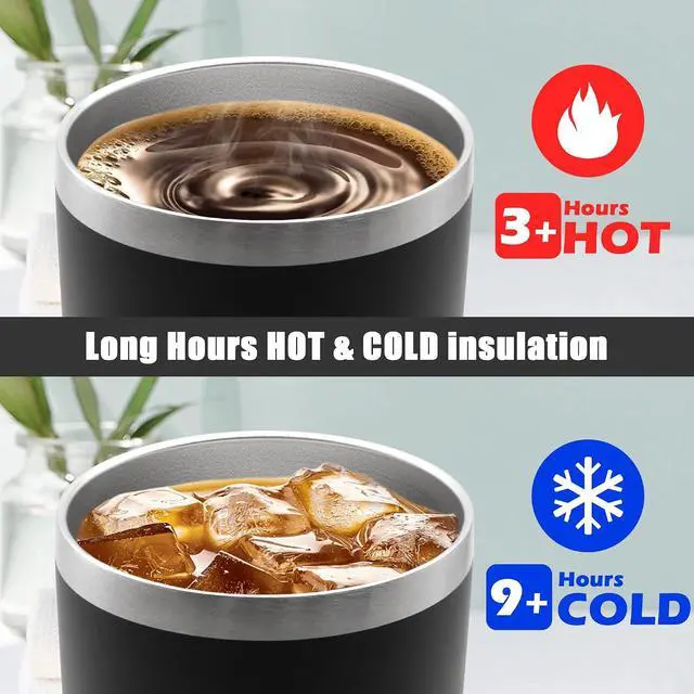 Alt view image 5 of 7 - 20oz Tumbler Insulated Coffee Tumblers with Lid Stainless Steel Black 1P | 20 oz Tumblers Double Wall Insulated Vacuum 20oz Coffee Mug Leak Proof Tumblers with Lid Powder Coated - Black 1 Pack