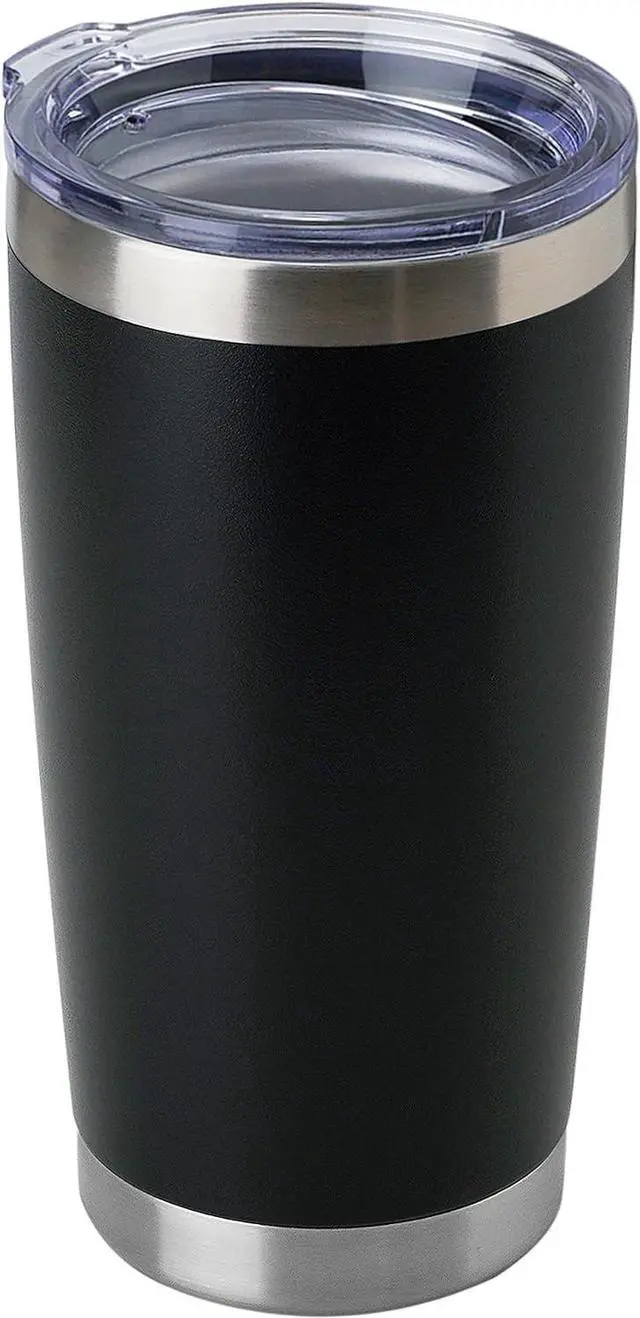 Main image of DOMICARE 20oz Stainless Steel Tumbler Bulk with Lid, Double Wall Vacuum Insulated Travel Mug, Powder Coated Coffee Cup, Powder Black, 1 Pack